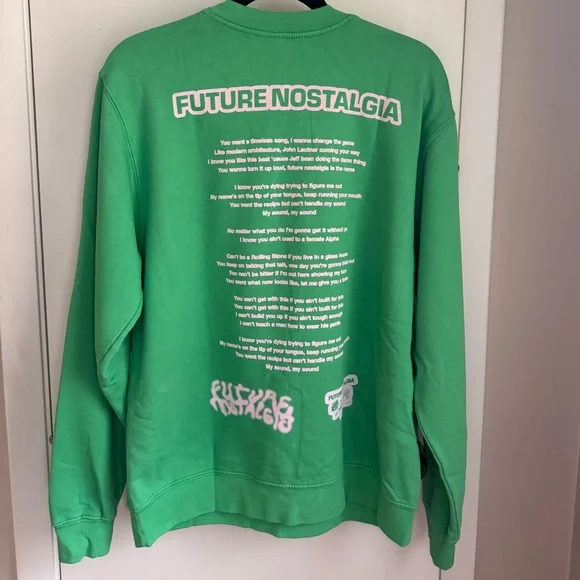 Dua Lipa Future Nostalgia Tour Merch Sweatshirt Green Graphic Crewneck L - Picture 3 of 4